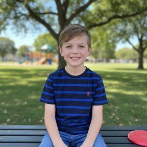 Polo Ralph Lauren striped navy royal blue short sleeve t-shirt boys Medium 10-12